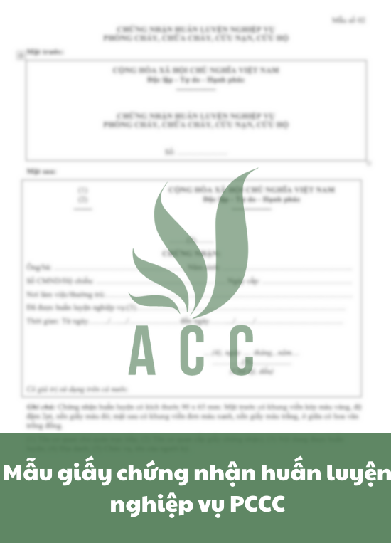 Mẫu giấy chứng nhận huấn luyện nghiệp vụ PCCC