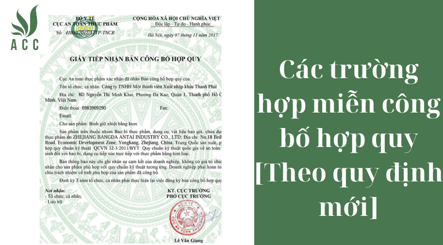 Các trường hợp miễn công bố hợp quy [Theo quy định mới]