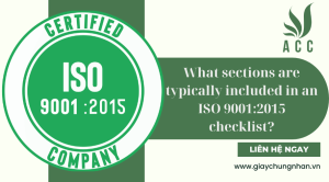 What sections are typically included in an ISO 9001:2015 checklist?
