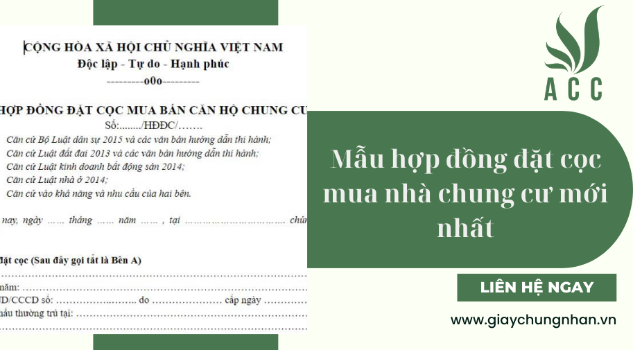 Mẫu hợp đồng đặt cọc mua nhà chung cư mới nhất