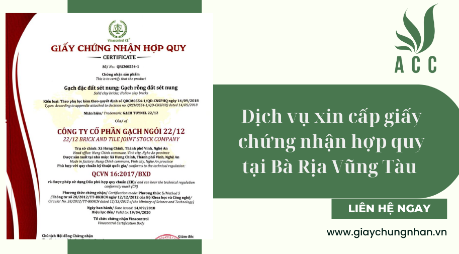 Dịch vụ xin cấp giấy chứng nhận hợp quy tại Bà Rịa Vũng Tàu [Trọn gói]