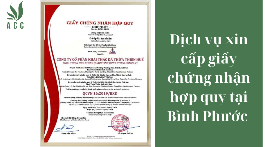 Dịch vụ xin cấp giấy chứng nhận hợp quy tại Bình Phước [Trọn gói]