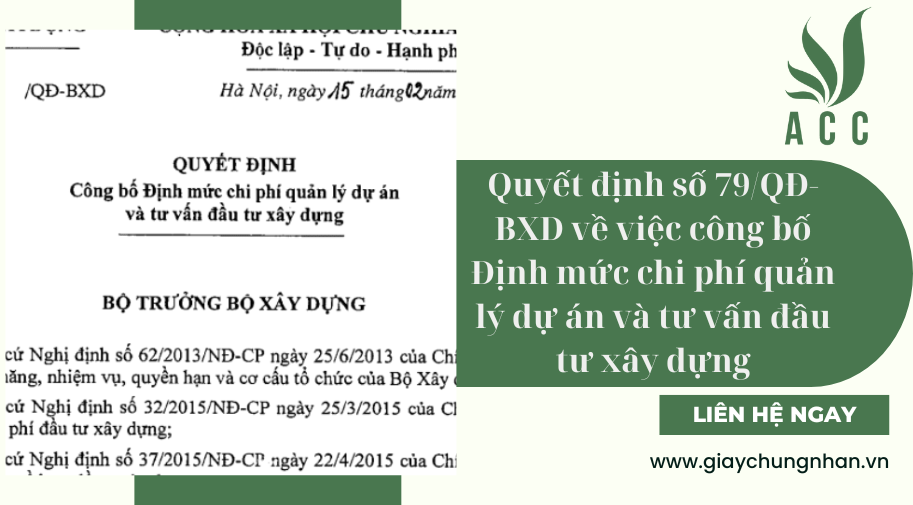Quyết định số 79/QĐ-BXD về việc công bố Định mức chi phí quản lý dự án và tư vấn đầu tư xây dựng