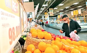 Trong nhóm trái cây nhập khẩu từ Mỹ, táo Mỹ được bày đa dạng chủng loại và giá bán nhất tại các siêu thị - Ảnh: NHẬT XUÂN