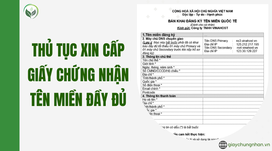 Thủ tục xin cấp giấy chứng nhận tên miền đầy đủ
