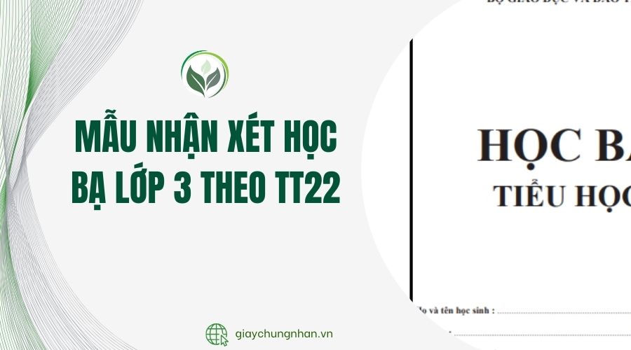 Mẫu nhận xét học bạ lớp 3 theo TT22
