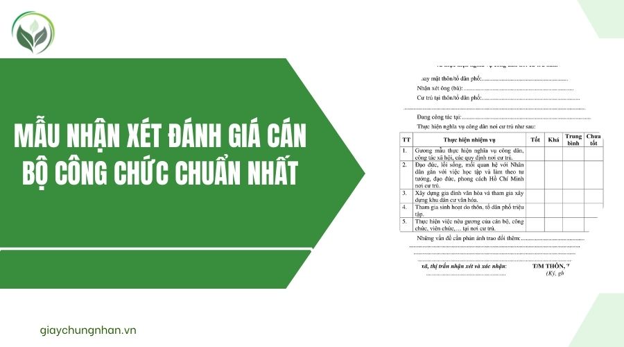 Mẫu nhận xét đánh giá cán bộ công chức chuẩn nhất