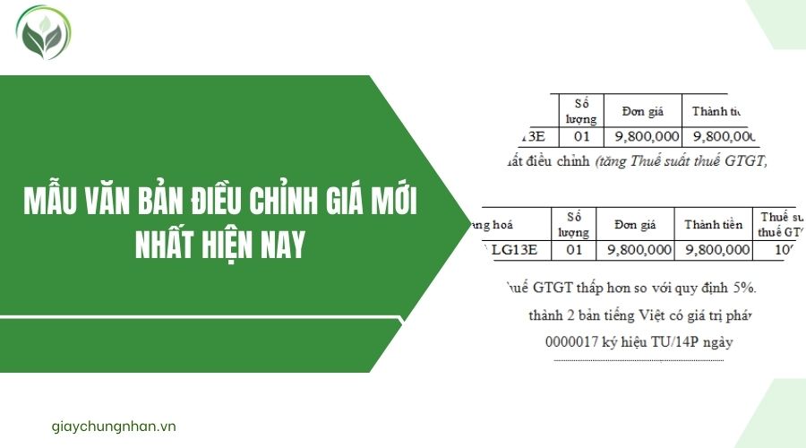 Mẫu văn bản điều chỉnh giá mới nhất hiện nay