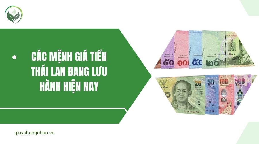 Các mệnh giá tiền Thái Lan đang lưu hành hiện nay
