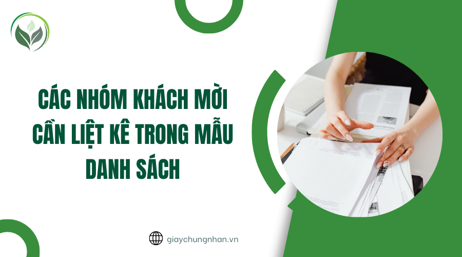 Các nhóm khách mời cần liệt kê trong mẫu danh sách